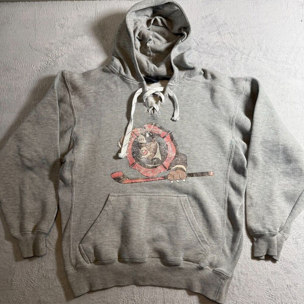 Vintage Missoula Hockey Local 271 Fire fighters Fire on ice Hoodie pull over